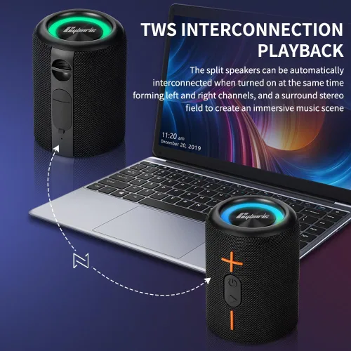 Vista 3 de CYBORIS 2 en 1 Altavoz Bluetooth Portátil Separable, Altavoz Inalámbrico Separable Impermeable Bluetooth V5.3 con Sonido Estéreo Fuerte de 20 W