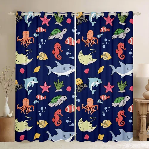 Vista 21 de Castle Fairy Daisy Florals Curtains for Living Room,Cartoon Wildflowers Window Drapes Bedroom Blackout,Retro Country Style Window Treatment Grommet