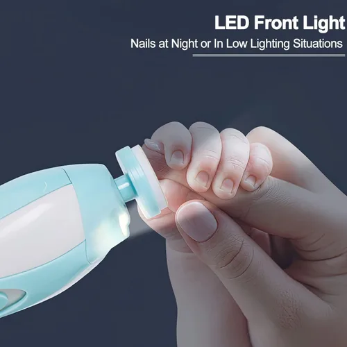 Vista 6 de Cortador de uñas eléctrico para bebés, de bajo ruido, seguro para recién nacidos, con 6 cabezales de molienda ligeros y reemplazables, esmalte