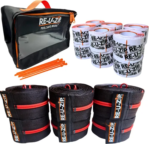 Vista 19 de RE-U-ZIP® Cremallera resistente reutilizable con barrera contra polvo Paquete Pro Sistema patentado de gancho y bucle Rentable y confiable Azul