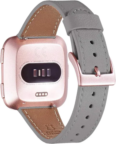 Vista 25 de WFEAGL Correa para Fitbit Versa, correa de cuero de grano superior para reloj inteligente Fitbit Versa Fitness (correa negra + hebilla negra)