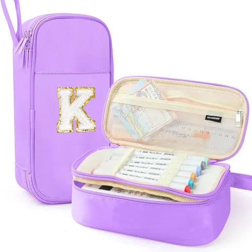 Vista 51 de Estuche Grande para Lápices, Bolsa de Lápices de Gran Capacidad, Bolsa de Lápices Personalizada con Inicial con Cremallera Suave, Múltiples
