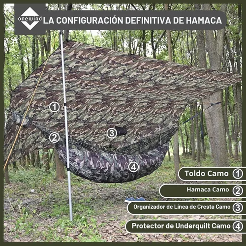 Vista 6 de onewind Lona de hamaca de campamento de camuflaje de 12 x 10 pies, hamaca