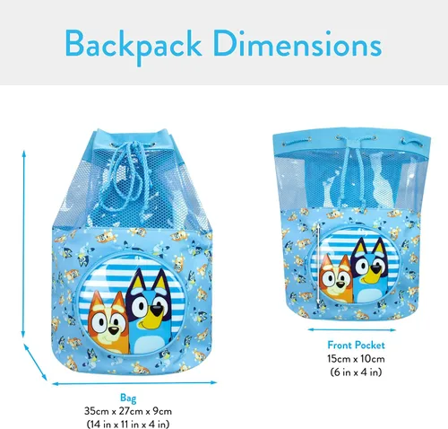 Vista 5 de Bluey Bolsa de natación para niños, mochila con cordón de natación para niños o niñas, color azul, Azul, Mochilas Tradicionales