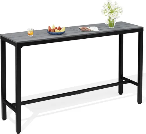 Vista 11 de Crestlive Products Mesa de bar al aire libre, mesa rectangular de 43 pulgadas de altura de mostrador de patio, mesa de pub alta con parte superior