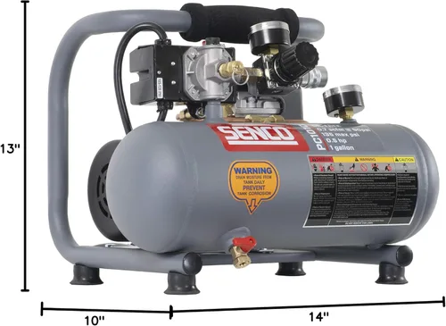 Vista 5 de Senco PC1010 - Compresor de aire portátil para perros calientes de 1/2 caballos de fuerza con acabado mate y moldura de 1 galón, gris/rojo