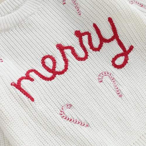 Vista 5 de Suéter de Navidad para bebé niño y niña, manga larga, con estampado de Merry Lette, suéter de punto, ropa de otoño e invierno