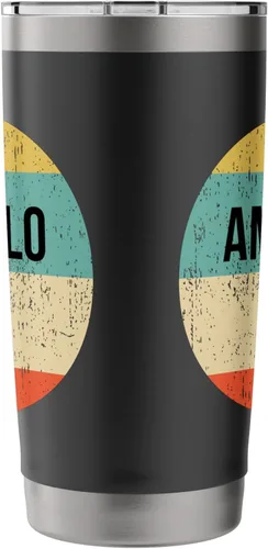 Vista 2 de Camisa Amarillo Texas Vaso aislado de acero inoxidable amarillo Negro