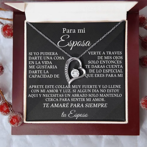 Vista 6 de Regalo para Mi Esposa Collar Regalo para Mi Esposa Especial, Regalo de Cumpleaños para Mujer, Acero Inoxidable Joyeria Mujer, Collar para Novia
