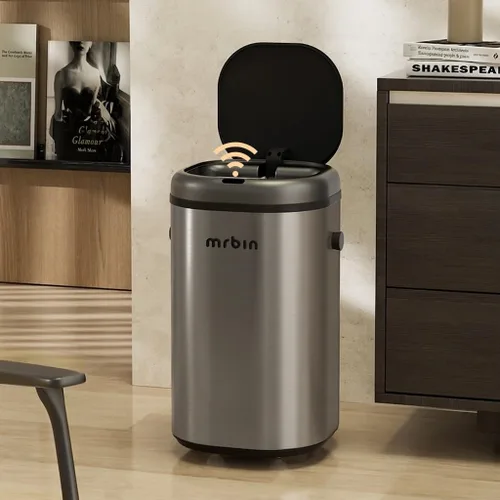 Vista 10 de MRBIN - Basurero de cocina con sensor de movimiento de metal, removible, de 30L / 7.9gal. Cubo de basura con tapa y bolsa absorbente automática