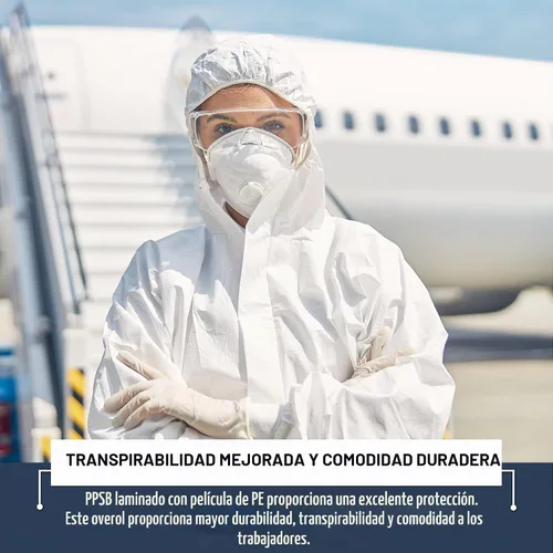 Vista 5 de Medical Nation Hazmat Suits Disposable 2 Pack Hooded, Heavy Duty, Breathable Disposable Coverall, Painter Suit 9 Sizes