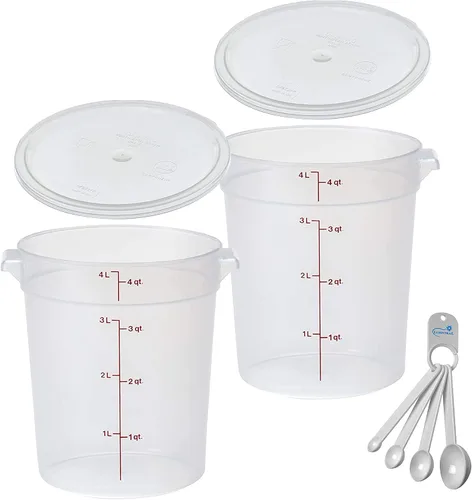 Vista 11 de Lumintrail Cambro recipiente redondo de almacenamiento de alimentos de 2 cuartos de galón, translúcido, con tapa translúcida, paquete con juego