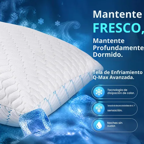 Vista 5 de VAINOC - Almohadas de espuma viscoelástica tamaño estándar, conjunto de 2, almohada firme de enfriamiento ajustable para dormir de lado, espalda