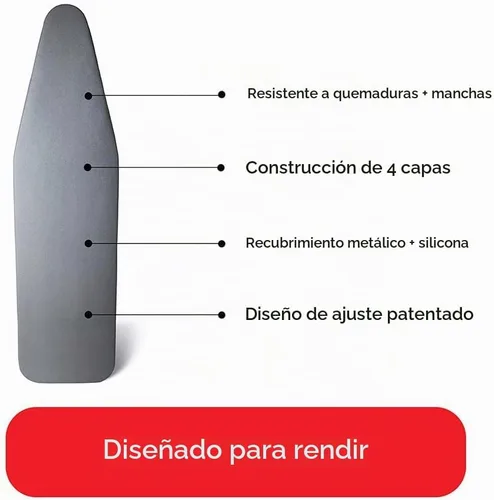 Vista 3 de TIVIT Funda para tabla de planchar de 19 x 55 pulgadas, fabricada en Italia. Fundas de almohadilla de agarre profesional con 3 correas de cierre
