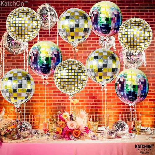 Vista 5 de KatchOn Globos de bola de discoteca multicolor de 22 pulgadas, paquete de 6