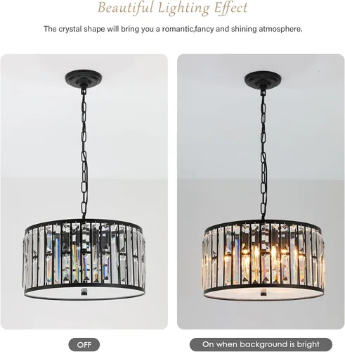 Vista 9 de Weesalife Candelabros de cristal para comedor sobre mesa, 6 luces modernas para dormitorio, lámparas de tambor para isla de cocina, sala de estar