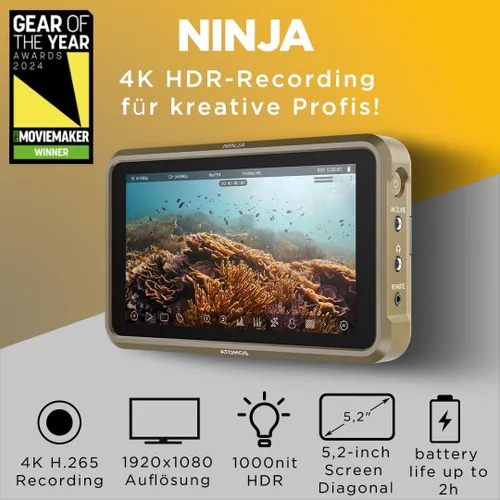 Vista 2 de Atomos Monitor de grabación HDMI 4K Ninja de 5.2
