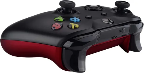 Vista 7 de eXtremeRate Soft Touch Grip - Paneles traseros personalizados para Xbox One S y One X, rieles laterales de repuesto rojo escarlata con cubierta