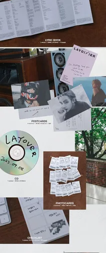 Vista 4 de BTS V Layover 1er álbum en solitario versión estándar.1 OutBox+CD+124p PhotoBook A+20p PhotoBook B+12p Lyric Book+2p Postcard+5p PhotoCard+100p