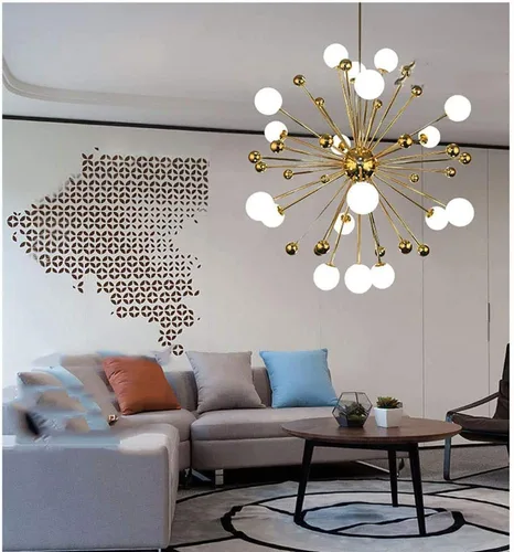 Vista 2 de Lámpara de techo para dormitorio, lámparas Sputnik, modernas moléculas, base G9, lámpara colgante de bola de vidrio, accesorio de iluminación