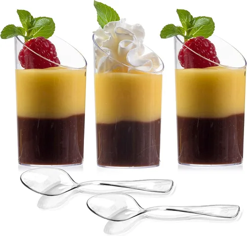 Vista 5 de Zappy taza de degustación/postre elegante, mini cilindro transparente 2.5 onzas, de plástico, Transparente