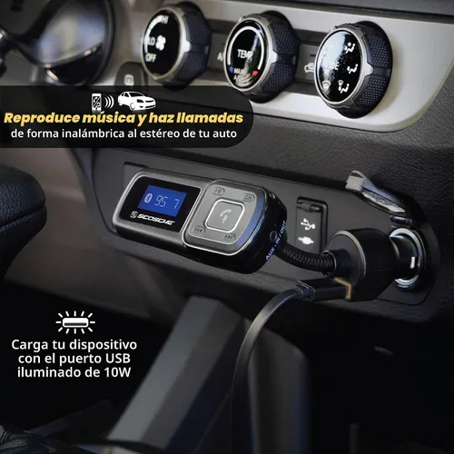 Vista 3 de Scosche BTFM2A BTFREQ Kit universal Bluetooth manos libres para coche con transmisor FM digital y cargador de coche USB de 12 W, transmisión