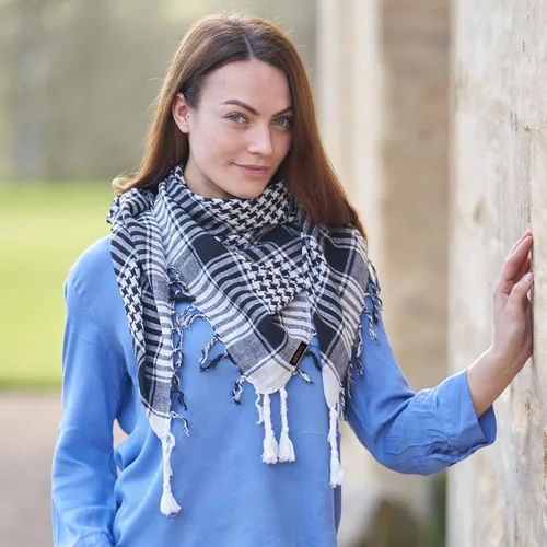 Vista 31 de LOVARZI Shemagh Cottons Arab Keffiyeh - Bufanda militar táctica para cabeza y cuello