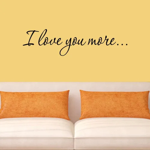 Vista 4 de VWAQ Calcomanía con texto en inglés "I Love You More" (I Love You More)