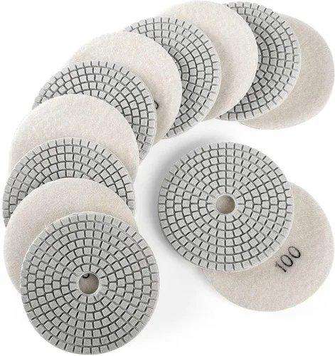 Vista 13 de Almohadillas de Pulido de Diamante de 5 Pulgadas con Almohadillas de Respaldo de Gancho y Bucle de 5/8"-11, Kit de 10 Piezas de Herramientas