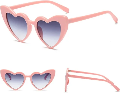 Vista 7 de AEAHALY Lentes de sol de corazón blanco, rosa, rojo, negro para mujer, protección UV 400, lentes de sol en forma de corazón, gafas de sol a granel