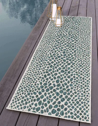 Vista 16 de Unique Loom Outdoor Collection Alfombra de área - Ciudad del Cabo (2' 2' x 3' 1' Rectángulo, Azul/Oliva)