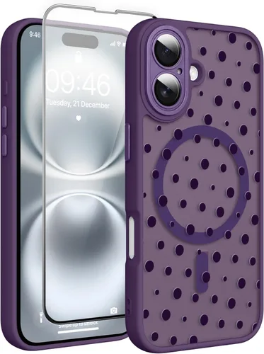 Vista 108 de Magnético para iPhone 13 con protector de pantalla [Compatible con MagSafe] Diseño de patrón floral de flores bonitas, funda delgada a prueba