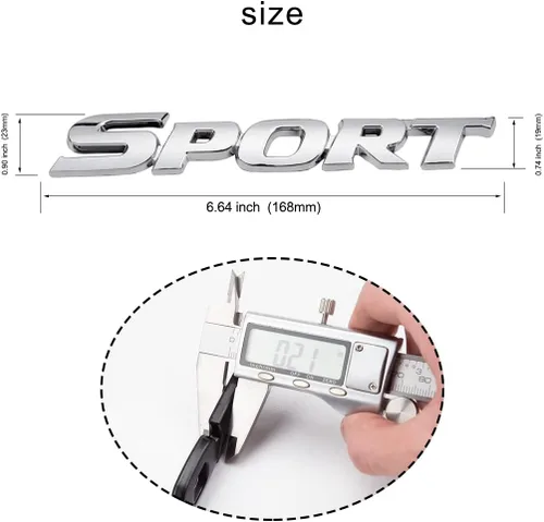 Vista 5 de Paquete de 2 Calcomanías Deportivas para Coche, Emblema Adhesivo de Metal 3D Sport para Guardabarros Lateral de Coche Camión Maletero Trasero