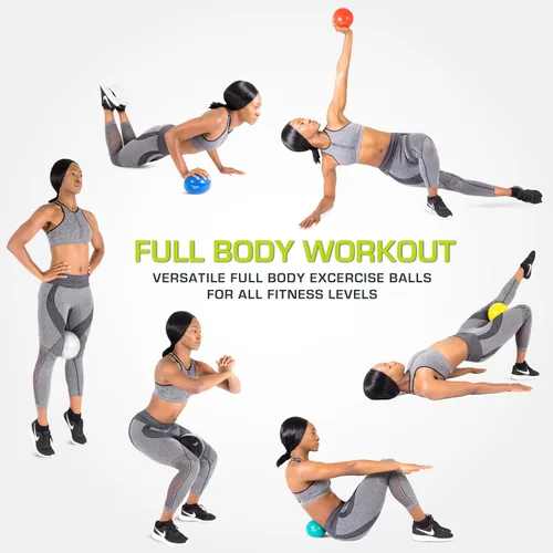 Vista 5 de ProsourceFit Pelotas de ejercicio de tonificación ponderada para pilates, yoga, entrenamiento de fuerza y terapia física, 2 libras a 8 libras