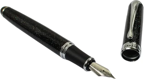 Vista 5 de Gullor Pluma estilográfica avanzada Jinhao X750 de medio calibre con patrón de cielo nocturno negro