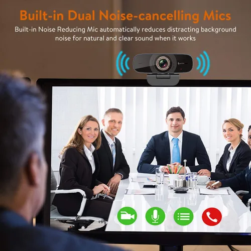 Vista 3 de Cámara web de PC con micrófono, cámara USB 1080p para videollamadas y grabación de videoconferencia/enseñanza en línea/reunión de negocios