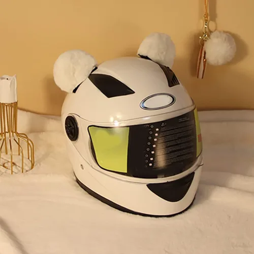 Vista 2 de 1 par de orejas de oso de felpa para casco, orejas de oso redondo, decoración de casco de accesorios para casco