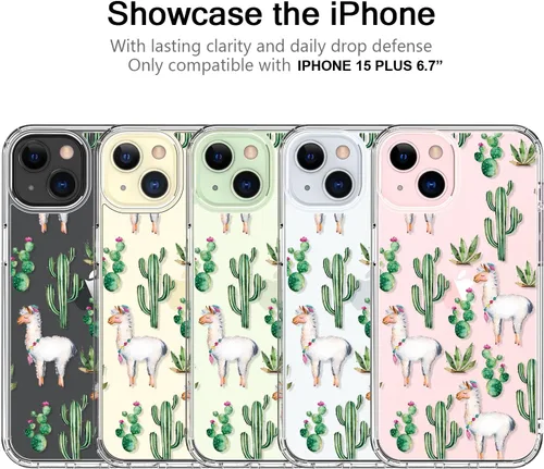 Vista 5 de bicol - Funda protectora a prueba de golpes para iPhone 15 Plus, funda delgada de acrílico transparente y diseños modernos para niña y mujer, 6.7