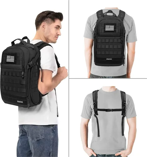 Vista 6 de MOSISO Mochila táctica, mochila militar de 2 capas, mochila de asalto de 3 días, mochila al aire libre, senderismo, caza, campamento, entrenamiento
