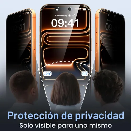 Vista 3 de JETech Protector de pantalla de privacidad para iPhone 17 Pro Max de 6,9 pulgadas, película de vidrio templado antiespía con herramienta de fácil