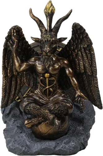 Vista 2 de Ebros Gift Wicca Occult Sabbatic Goat Baphomet - Juego de cuatro azulejos con respaldo de terciopelo, protector de muebles, bar, pub, cocina, acento