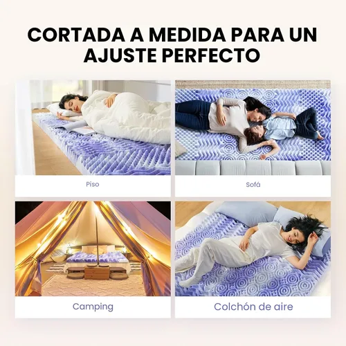Vista 7 de Dreamsmith Cubrecolchón tamaño individual, 3 pulgadas, 7 zonas, de espuma viscoelástica, para aliviar la presión, fabricado con espuma certificada