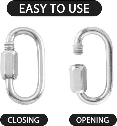 Vista 6 de HOME MASTER HARDWARE Enlace rápido en forma de D de acero inoxidable 304, paquete de 8 unidades de 1/4 pulgadas, conector de cadena con mosquetón