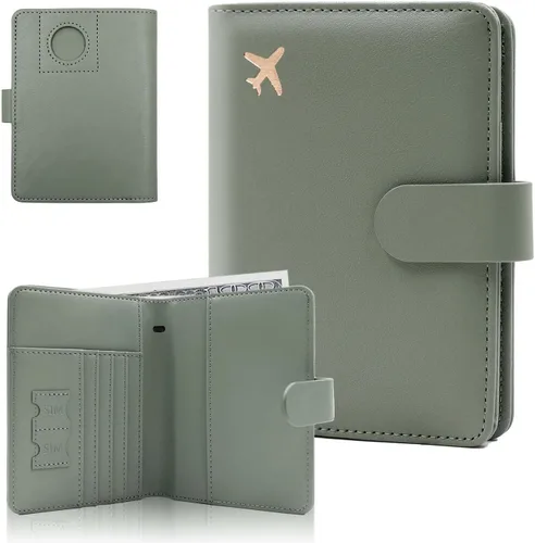 Vista 46 de Melsbrinna Funda de cuero prémium para pasaporte, impermeable, con bloqueo RFID, cartera de viaje con soporte para bolígrafo, bonito libro