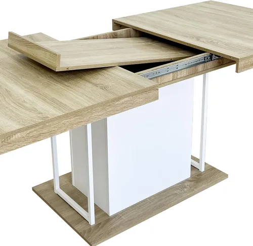 Vista 7 de Mesa de comedor extensible rectangular de 78.74 pulgadas para 6-10 personas, con base de pedestal blanca para cocina, comedor, sala de reuniones
