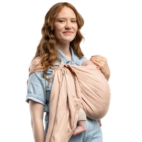 Vista 11 de Boba Ring Sling Portabebés, Lino de Bambú, Recién Nacido a Niño, Centeno de Centeno de lino