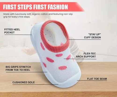 Vista 6 de Baby Shoes Boys Girls First Walking Shoes Non Slip Soft Sole Sneakers Toddler Infant Babygirl Sock Shoes
