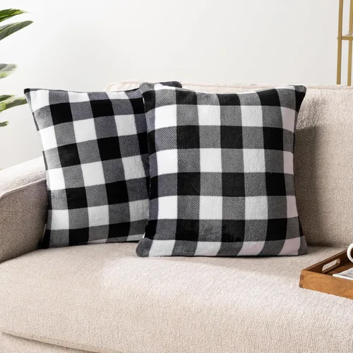 Vista 14 de PAVILIA Fundas de Almohada Decorativas Negras 18x18 Juego de 2, Fundas de Cojines Decorativos para Cama Sofá Sillón, Decoración de Acento Estético