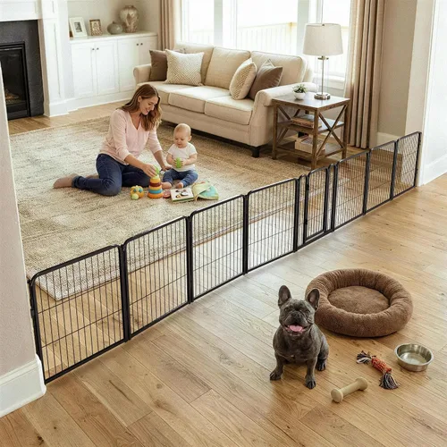 Vista 39 de FXW - Puerta para perro, extra ancha ajustable para aberturas de hasta 46 pulgadas, 24 pulgadas de alto Negro