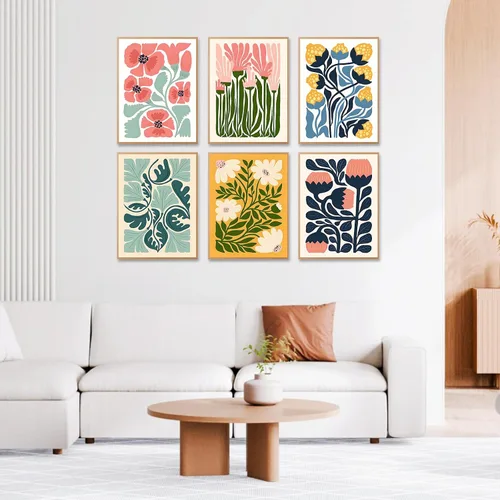 Vista 6 de Paquete de 6 kits de arte de diamantes para adultos con flores, kit de pintura de diamante 5D para principiantes, floral, redondo completo, puntos